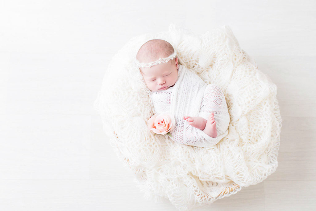Séance photo bebe fille avec rose à toulouse